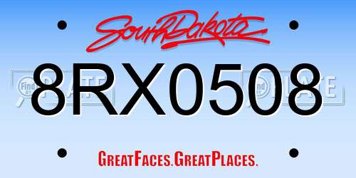 8RX0508 South Dakota License Plate