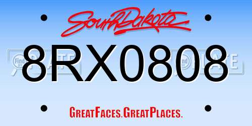 8RX0808 South Dakota License Plate