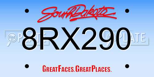 8RX290 South Dakota License Plate