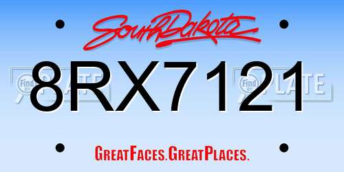 8RX7121 South Dakota License Plate