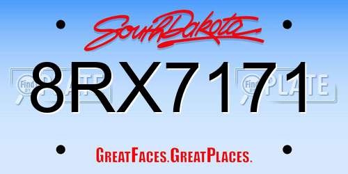 8RX7171 South Dakota License Plate