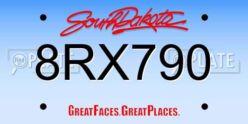 8RX790 South Dakota License Plate