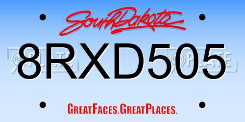 8RXD505 South Dakota License Plate