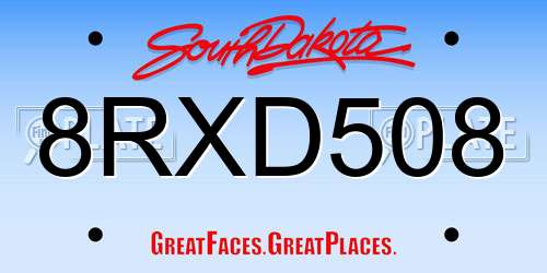 8RXD508 South Dakota License Plate