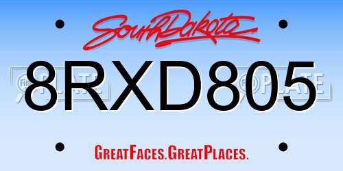 8RXD805 South Dakota License Plate