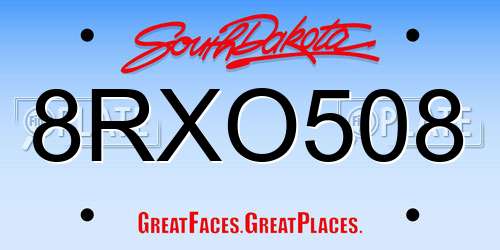 8RXO508 South Dakota License Plate