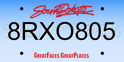 8RXO805 South Dakota License Plate
