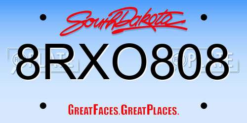 8RXO808 South Dakota License Plate
