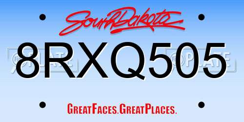 8RXQ505 South Dakota License Plate