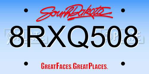 8RXQ508 South Dakota License Plate