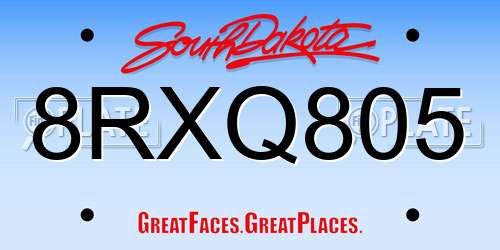 8RXQ805 South Dakota License Plate