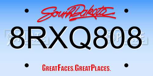 8RXQ808 South Dakota License Plate