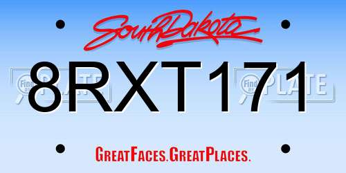 8RXT171 South Dakota License Plate