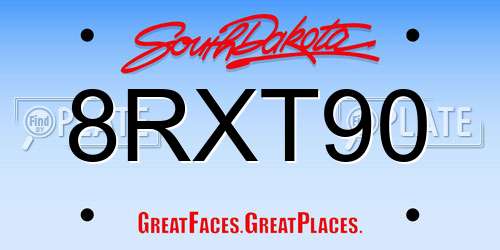 8RXT90 South Dakota License Plate