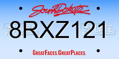 8RXZ121 South Dakota License Plate