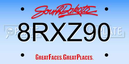 8RXZ90 South Dakota License Plate