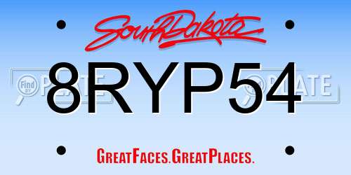 8RYP54 South Dakota License Plate
