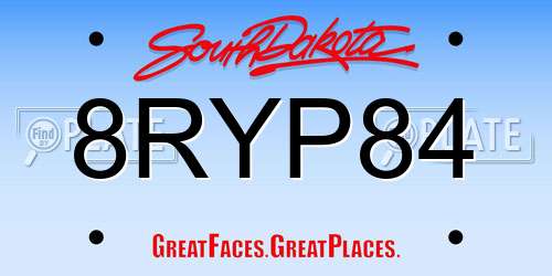 8RYP84 South Dakota License Plate