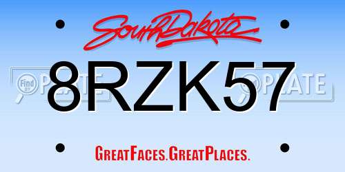 8RZK57 South Dakota License Plate