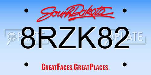 8RZK82 South Dakota License Plate