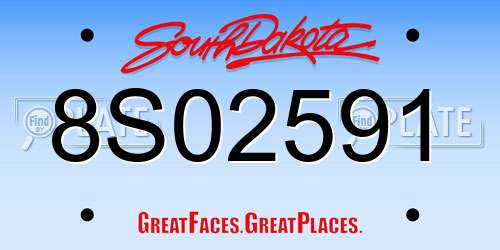 8S02591 South Dakota License Plate
