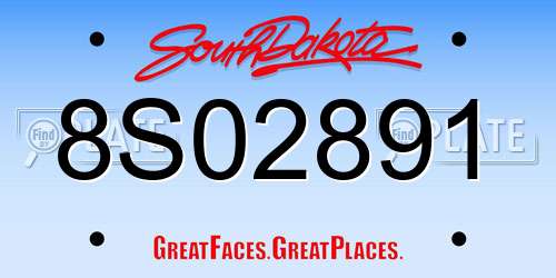 8S02891 South Dakota License Plate