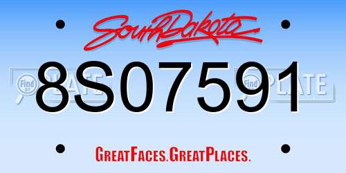 8S07591 South Dakota License Plate