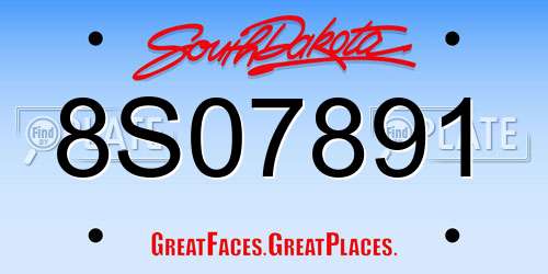 8S07891 South Dakota License Plate