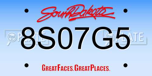 8S07G5 South Dakota License Plate