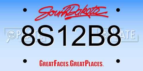 8S12B8 South Dakota License Plate