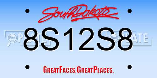 8S12S8 South Dakota License Plate