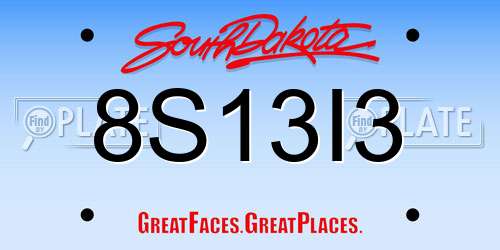 8S13I3 South Dakota License Plate