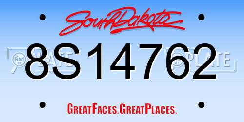 8S14762 South Dakota License Plate