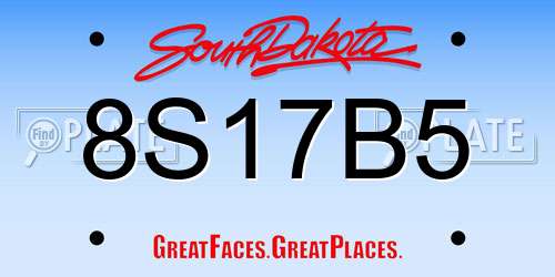 8S17B5 South Dakota License Plate