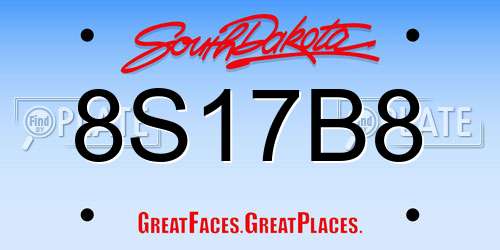 8S17B8 South Dakota License Plate