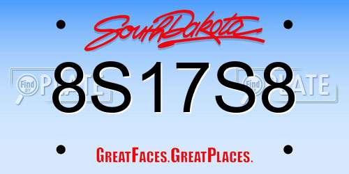 8S17S8 South Dakota License Plate
