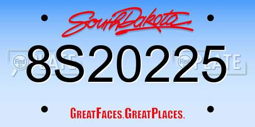 8S20225 South Dakota License Plate
