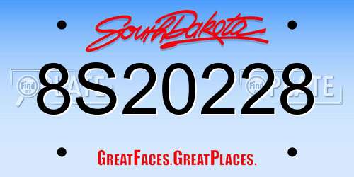8S20228 South Dakota License Plate