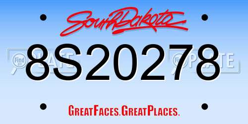 8S20278 South Dakota License Plate