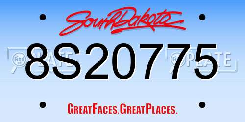 8S20775 South Dakota License Plate