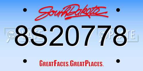 8S20778 South Dakota License Plate