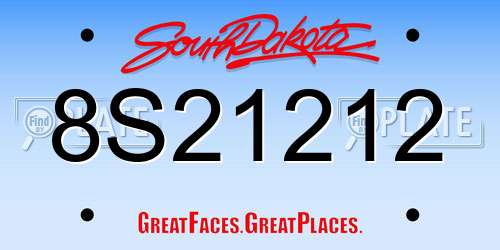 8S21212 South Dakota License Plate