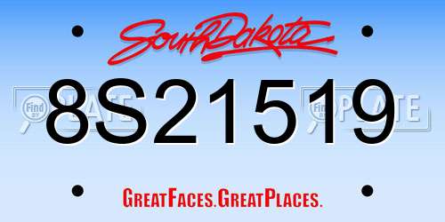 8S21519 South Dakota License Plate
