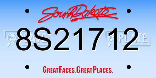 8S21712 South Dakota License Plate