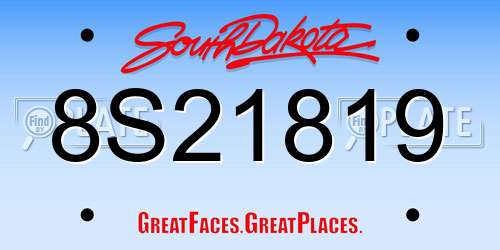 8S21819 South Dakota License Plate