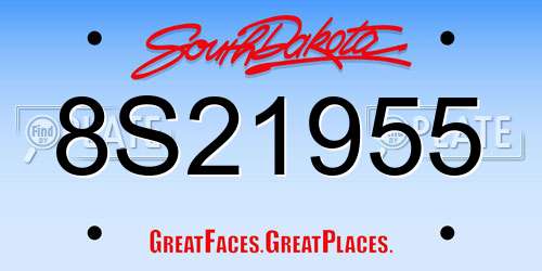 8S21955 South Dakota License Plate