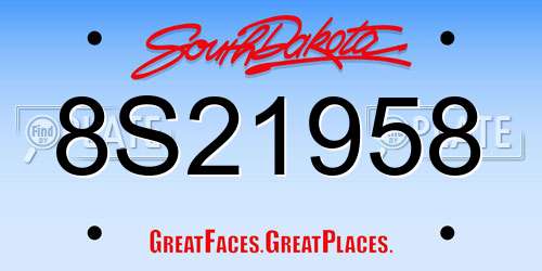 8S21958 South Dakota License Plate
