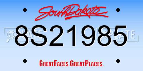8S21985 South Dakota License Plate