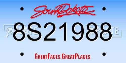 8S21988 South Dakota License Plate