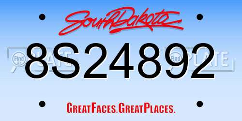 8S24892 South Dakota License Plate
